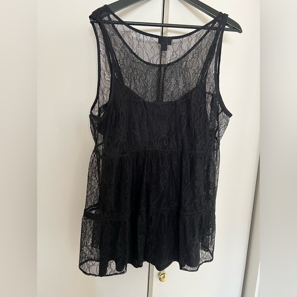 TORRID Babydoll lace tiered black tunic tank size 1 - Picture 8 of 8